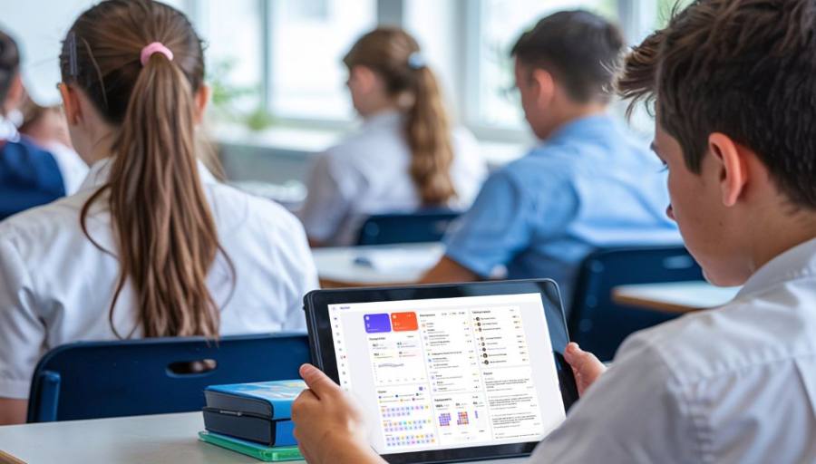 Учень STEP School працює з MyStat на планшеті